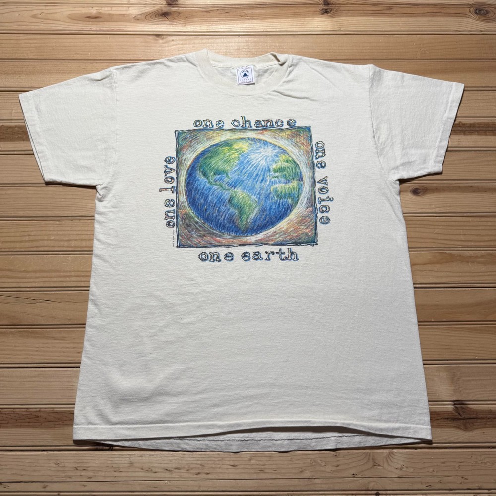 Vintage 90s 1995 Project Earth Art Single Stitch Graphic T-Shirt USA Made Large