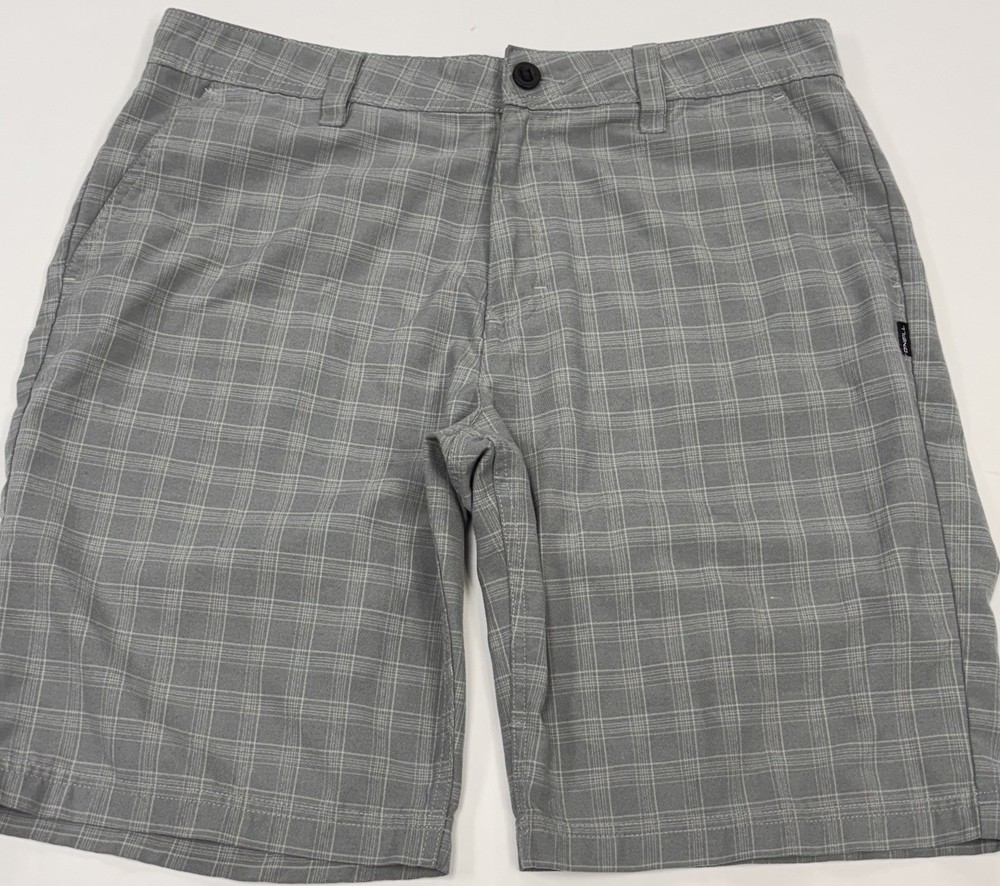 O’Neill Relaxed Fit Chino Shorts Men 36/10 Gray Checker Flat Front Skater Beach