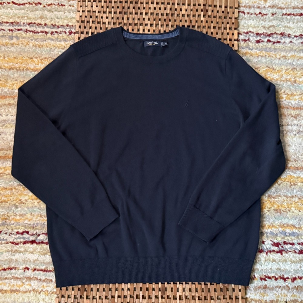Nautica Crew Neck Sweater Pullover Navy Blue Men's Size XL