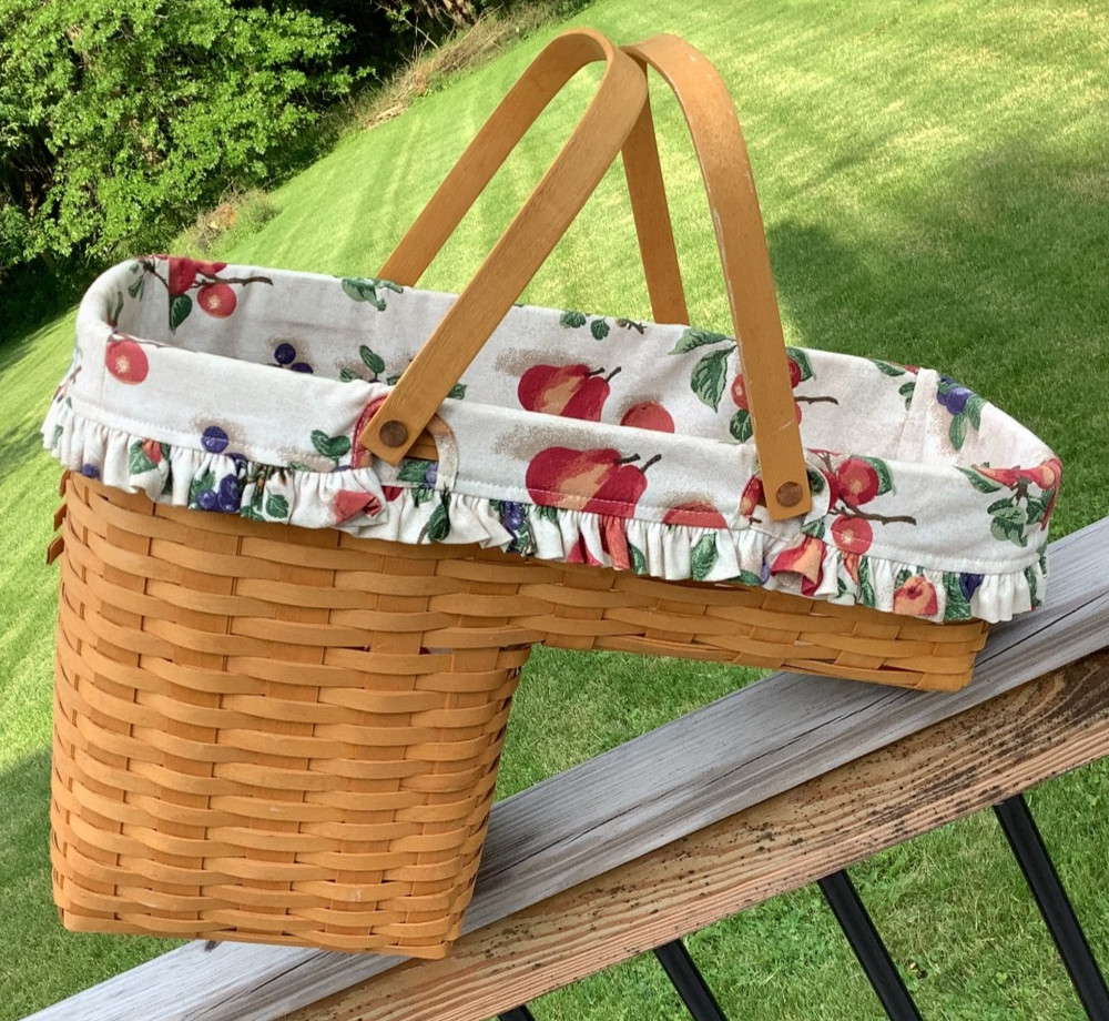 Longaberger 1999 Odds & Ends Step it Up Basket with Fruit Medley Liner -up