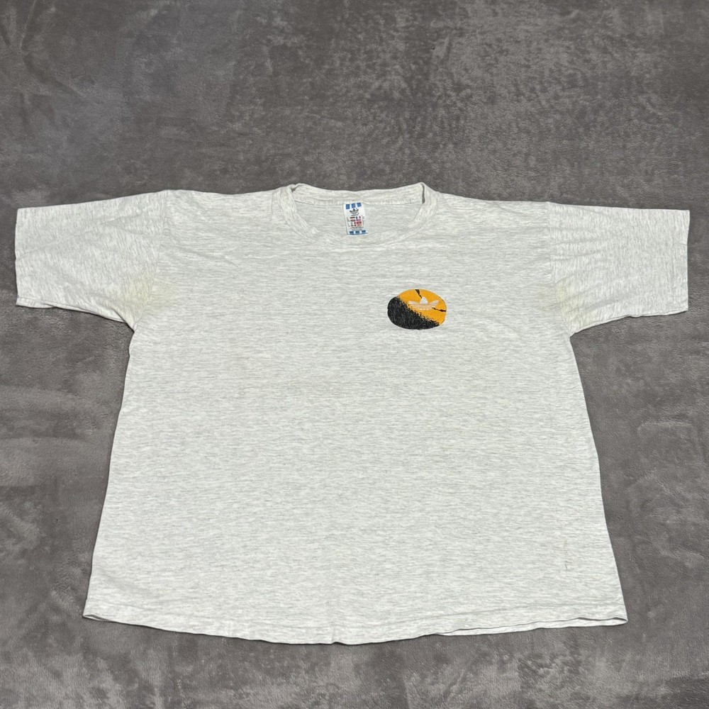 Vintage 90s Adidas Tennis Graphic T Shirt Gray Size Large Made USA