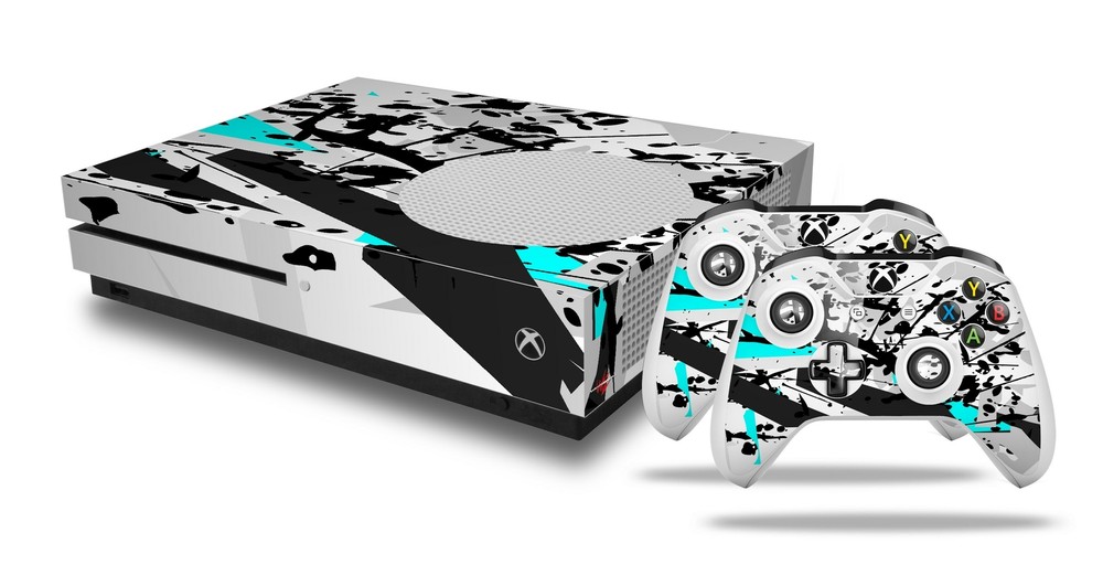 Skin for XBOX One S Console Controller Baja 0018 Neon Teal Vinyl Decal