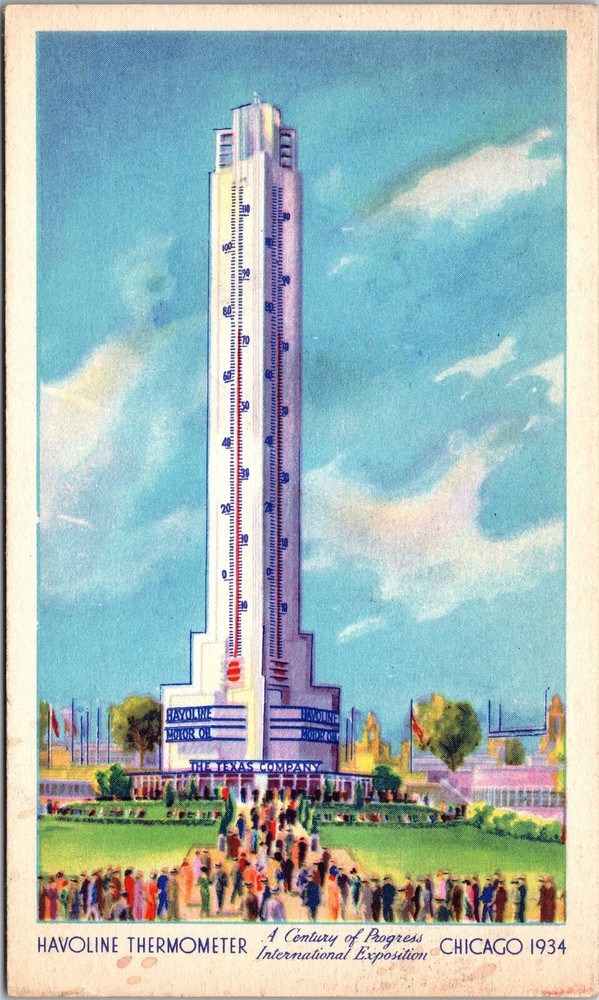 Chicago IL-Illinois, Havoline Thermometer, Outside, Vintage Postcard