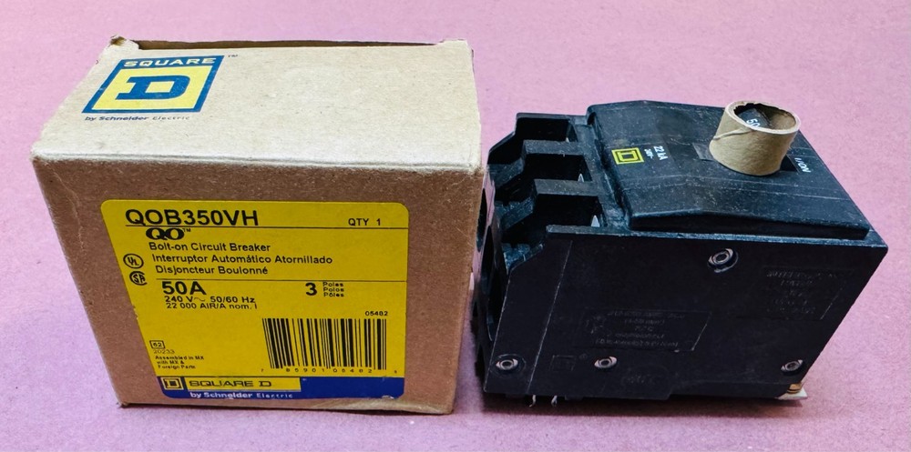Square D QOB350VH Circuit Breaker 50 Amp / 3 Pole / 240V  / 22kA  Bolt On ⭐NEW⭐