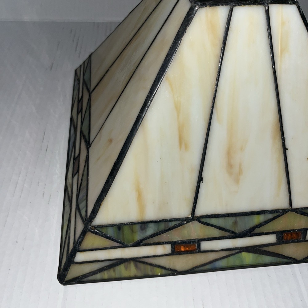 Stained Slag Glass Lamp Mission Style Shade Traditional
