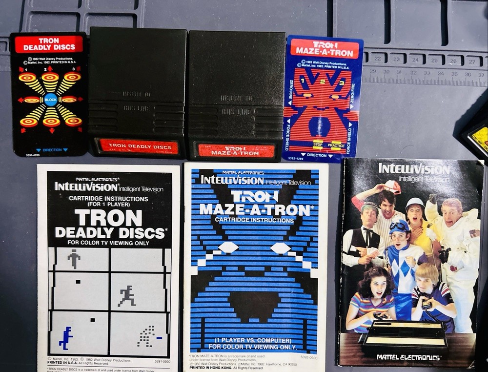 Intellivision 2 Game Lot Tron & Maze-A-Tron Carts/Manuals/ Overlays X1 Ea.tested