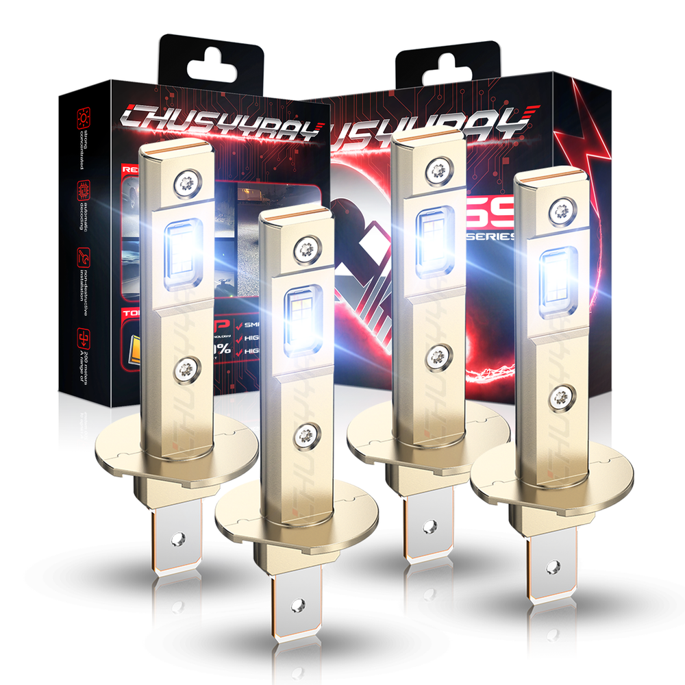 4x H1+H1 6500K Super Bright White 1800LM DRL LED Headlight Bulb Kit High Beam
