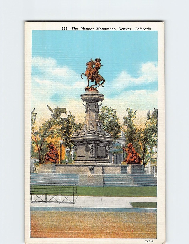 Postcard Pioneer Monument Denver Colorado USA