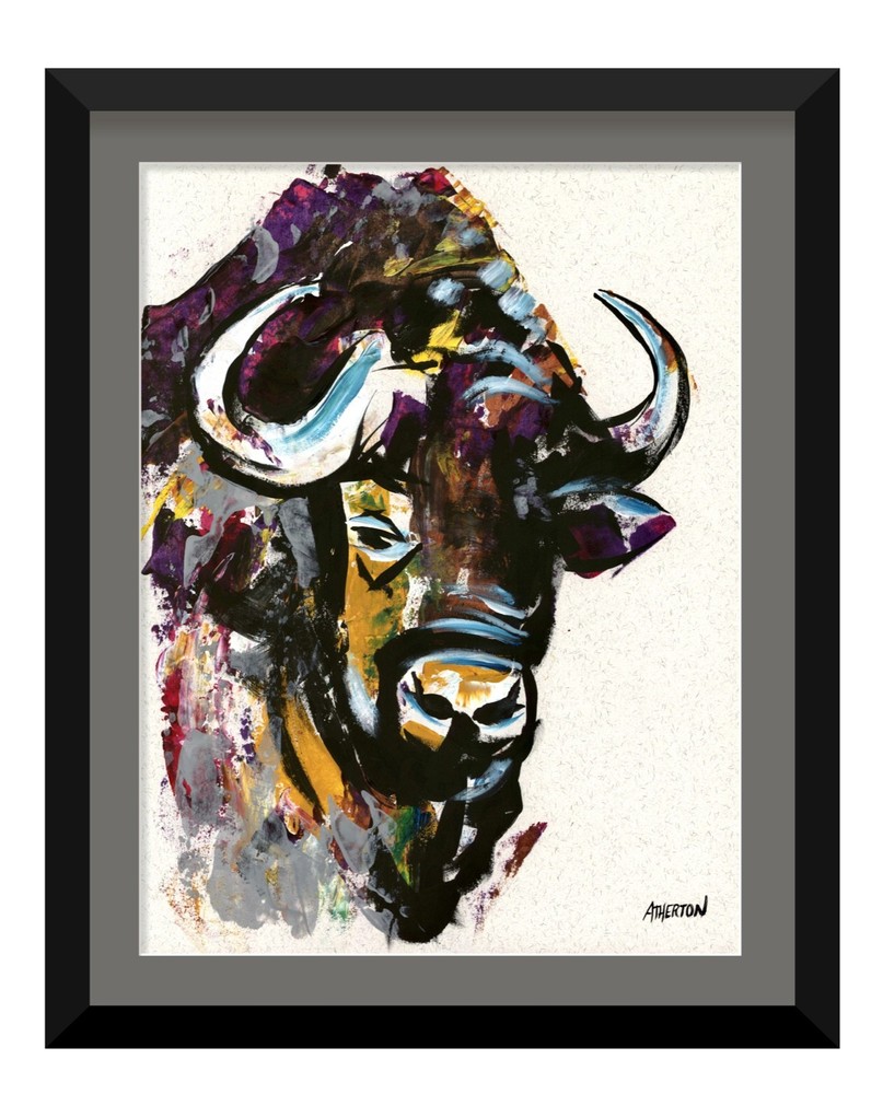 Atherton 11x14 Original Abstract Bison Acrylic Painting 