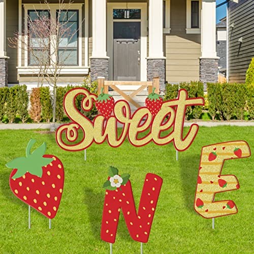 Berry First Birthday Decor, Strawberry Sweet One Birthday Party Yard Signs