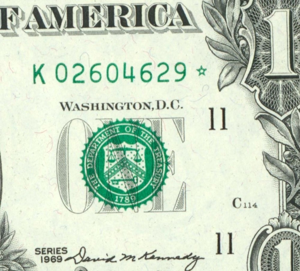 **STAR** $1 1969 (CHOICE/GEM) FEDERAL RESERVE NOTE ** CURRENCY (2nd of 2 consec)