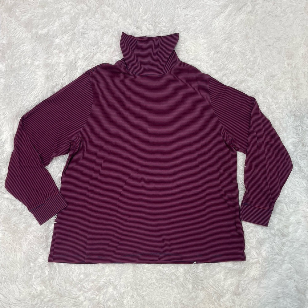 L.L. Bean Women’s Size 2X XXL Turtleneck Long Sleeve Top Shirt Cotton Striped