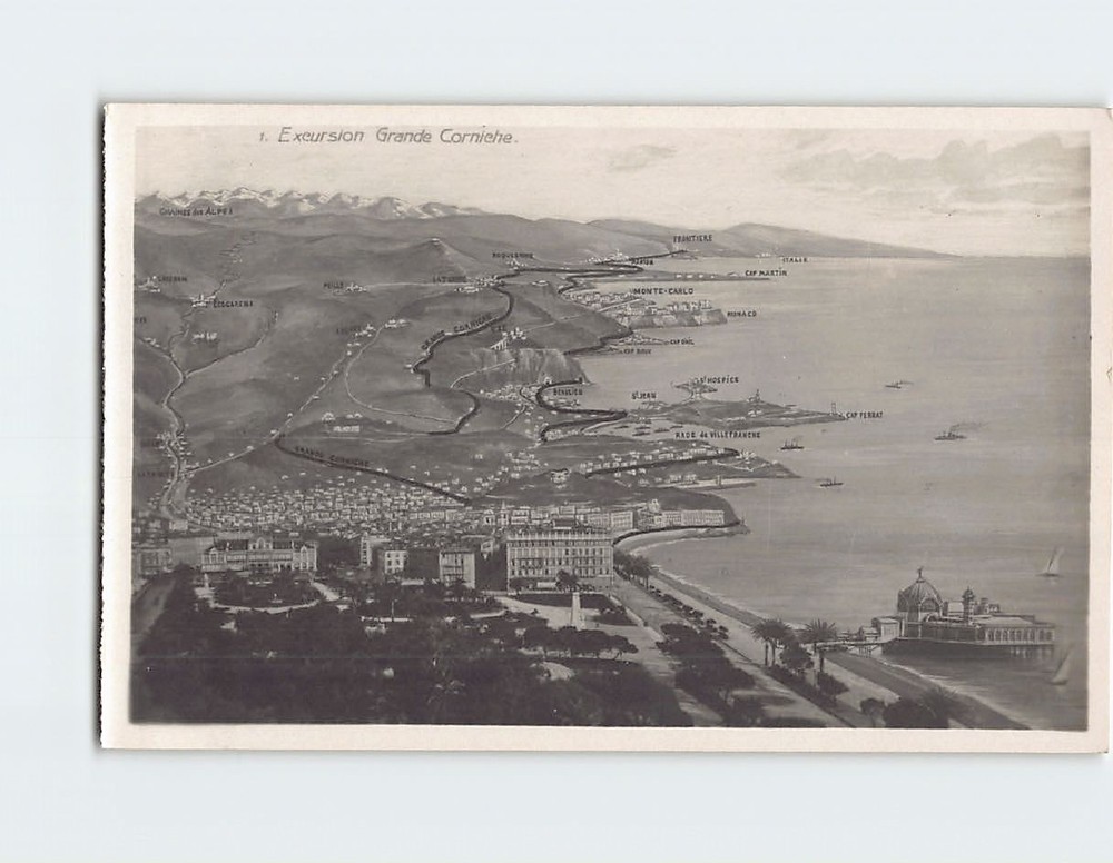 Postcard Excursion Grande Corniche France