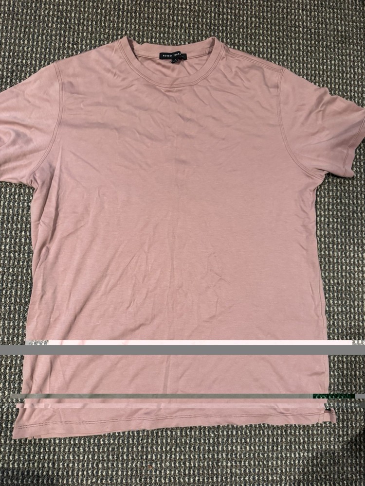 Robert Barakett Pink Solid Men's Crew Neck Short Sleeve T-Shirt Size L Regular