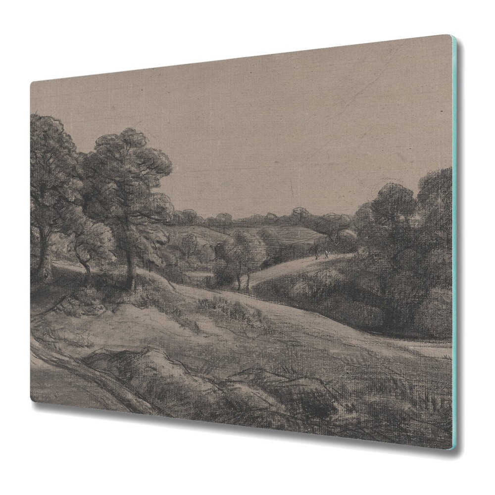 Glass Chopping Cutting Board Utensil grey Countryside Retro Vintage 60x52