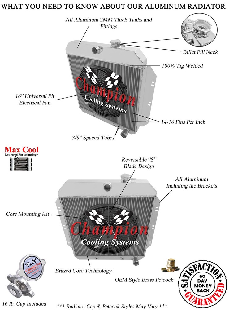 1960-1962 Chevy Truck 2-Row Radiator with 16