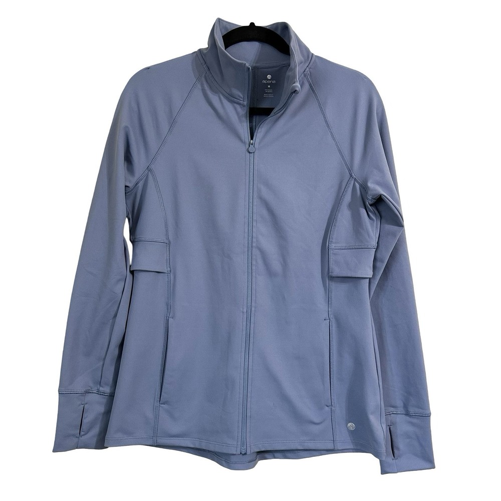 Apana Slate Blue Full Zip Yoga Warm-Up Workout Athletic Jacket Size Medium