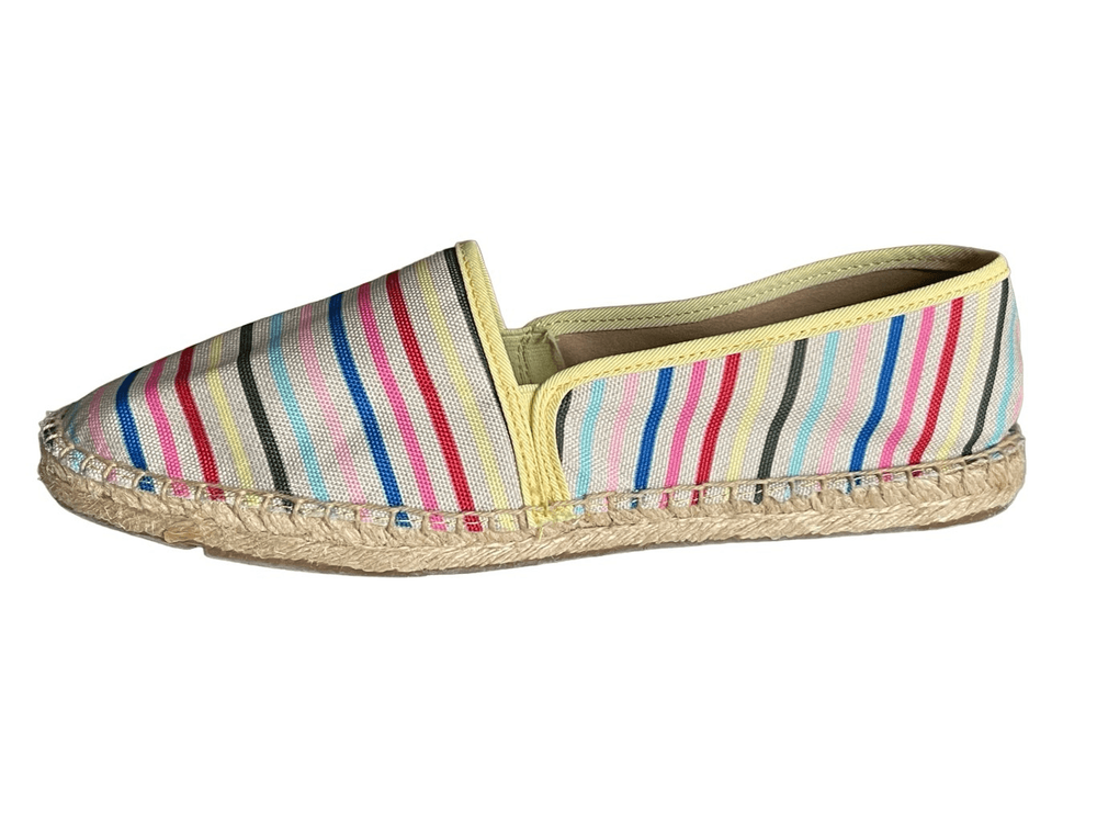 Talbots Izzy Slip On Flats Rainbow Stripe Canvas Espadrille Size 7.5