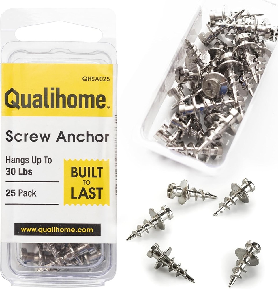 Double-Headed Heavy Duty Bear Claw Wall Anchors for Picture Hanging - Pack of 25