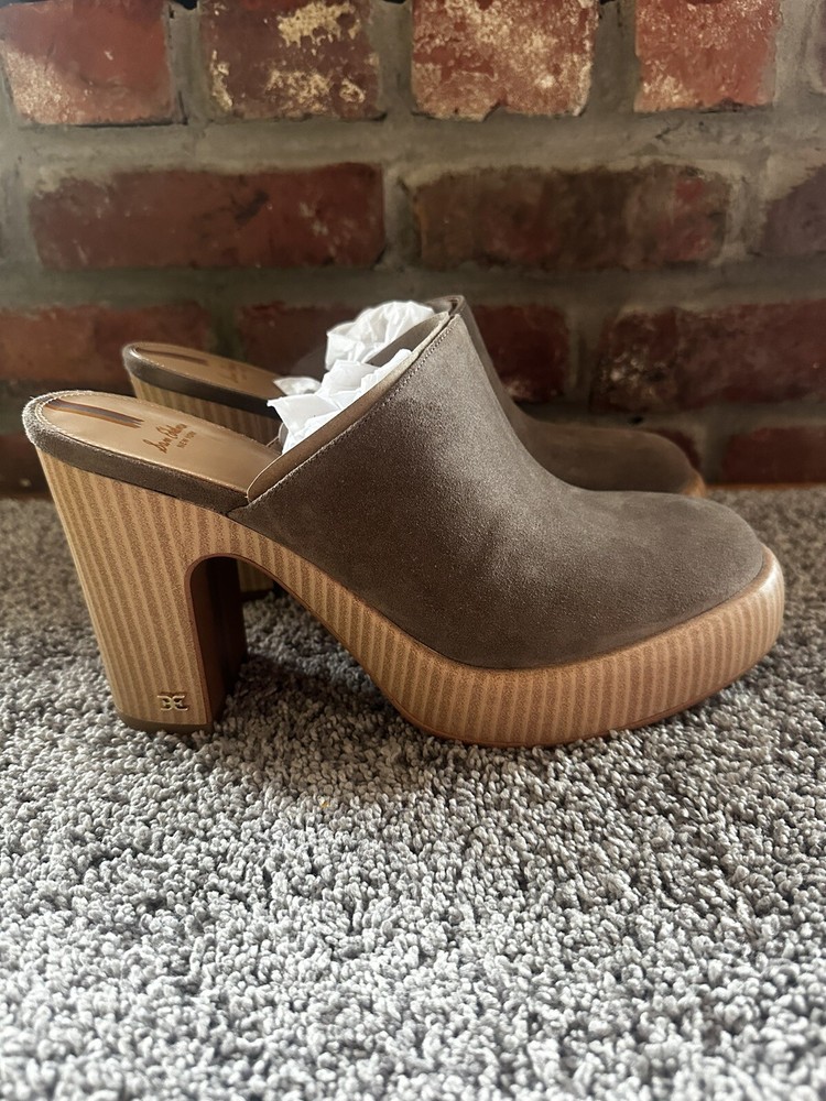 Sam Edelman Shiloh Leather Heel Mule Size 7 Desert Tan