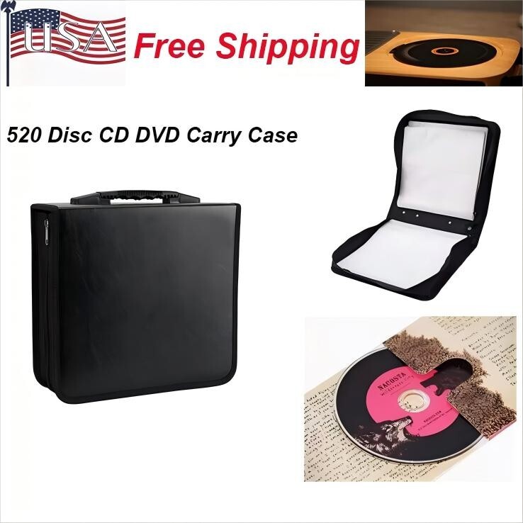 520 Disc CD DVD Organizer Holder Storage Case Bag Wallet Album Media Video Black