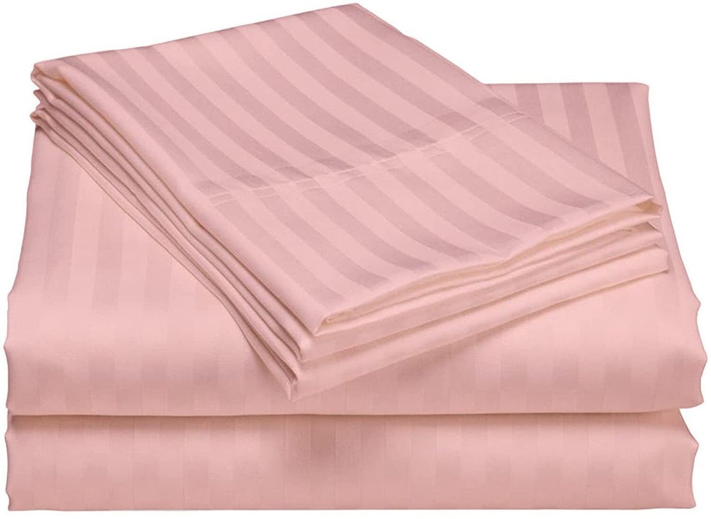 Sleeper Sofa Bed Sheet Set - Queen Blush Pink Stripe Sofa Bed Sheets - 100% C...