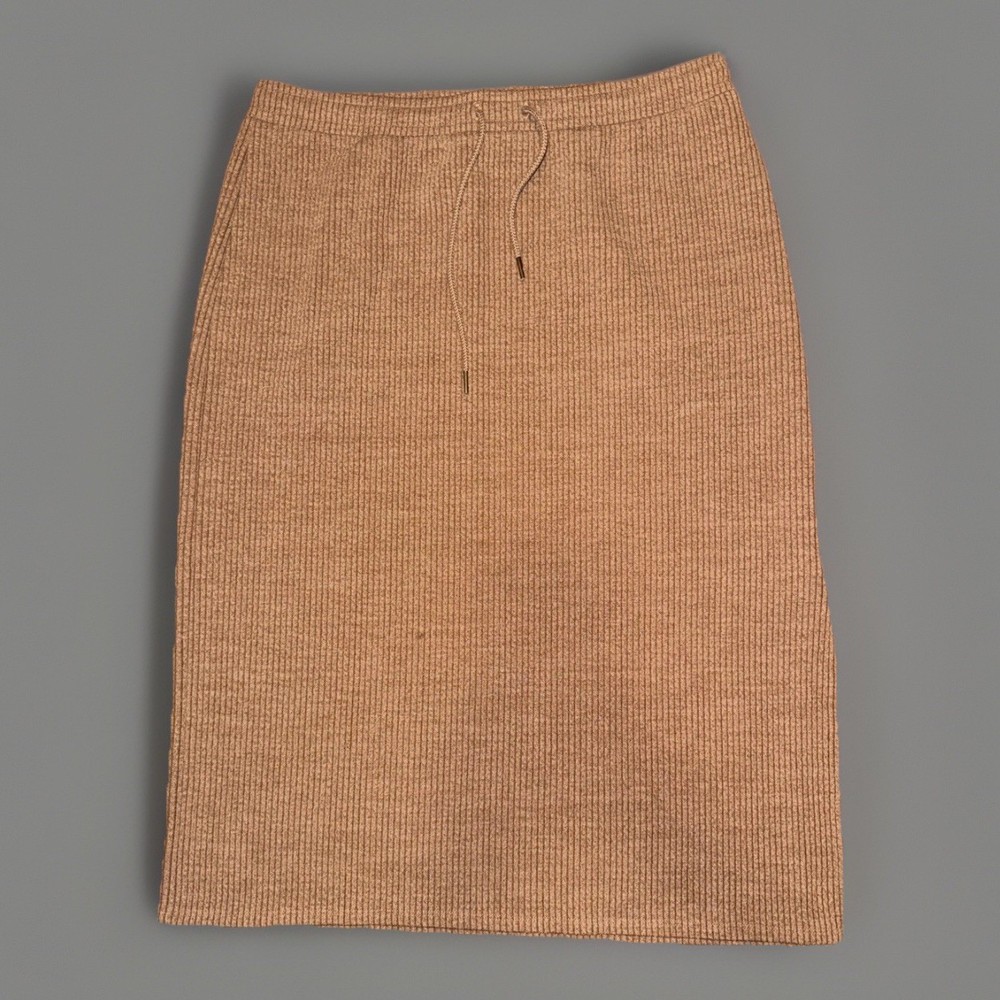 Sonoma Women's XL Brown Solid Knit Midi Pencil Skirt Elastic Drawstring Waist