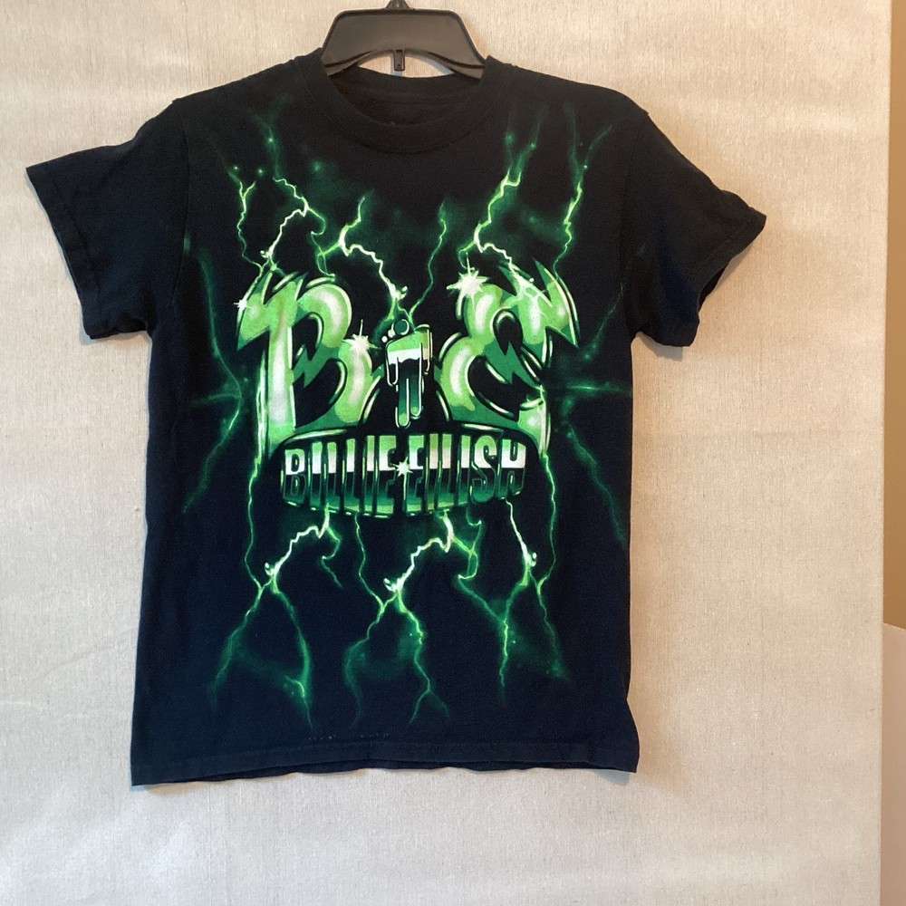 Billie eilish graphic t shirt green sz S lightning black official merch gothic