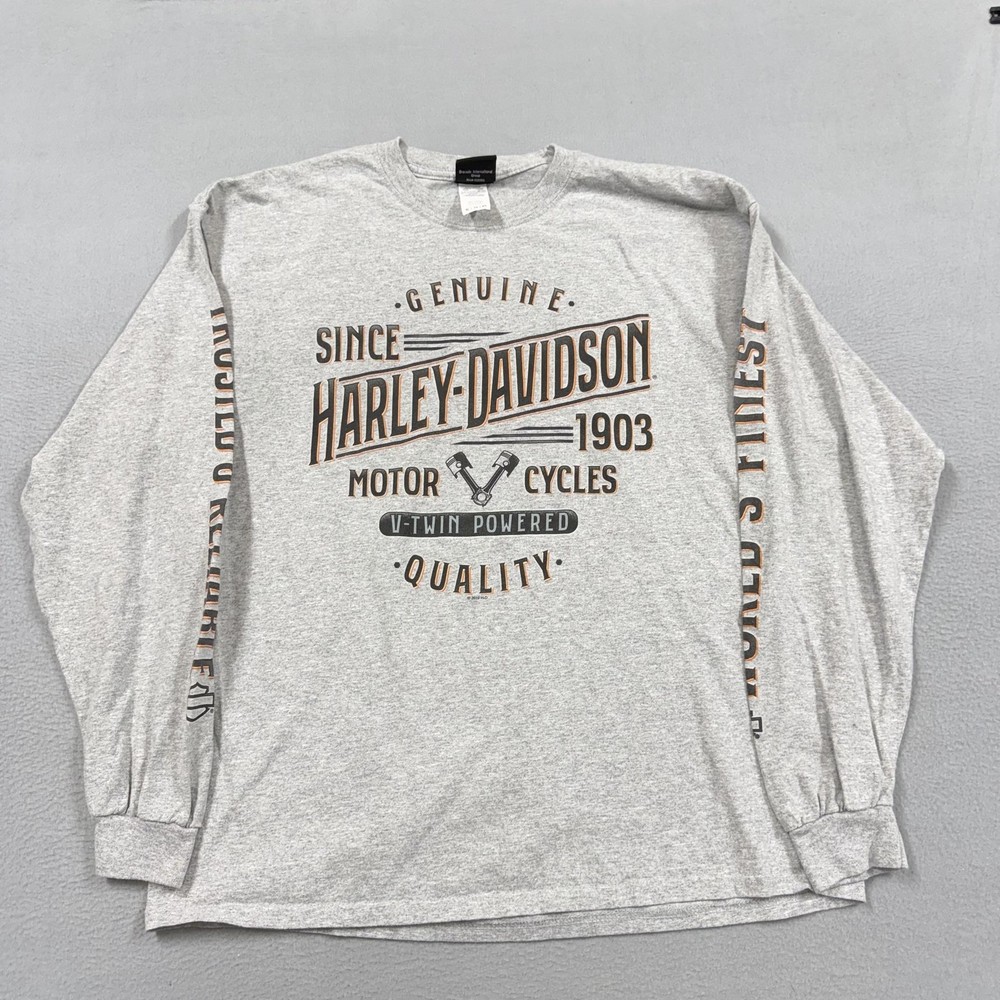 Harley-Davidson Shirt Mens XL Gray Long Sleeve Eagle USA Dothan Graphic Tee