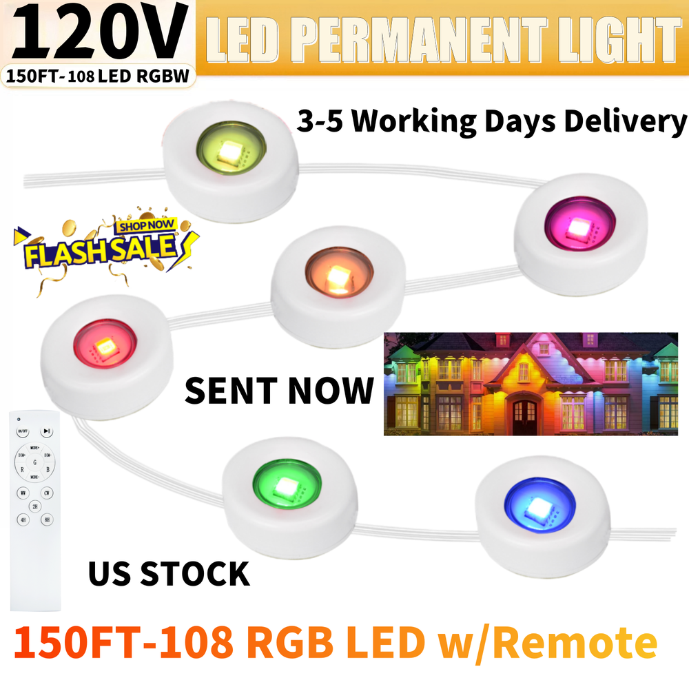 150FT RGB Permanent LED Outdoor Eaves Lights with 108 LEDs