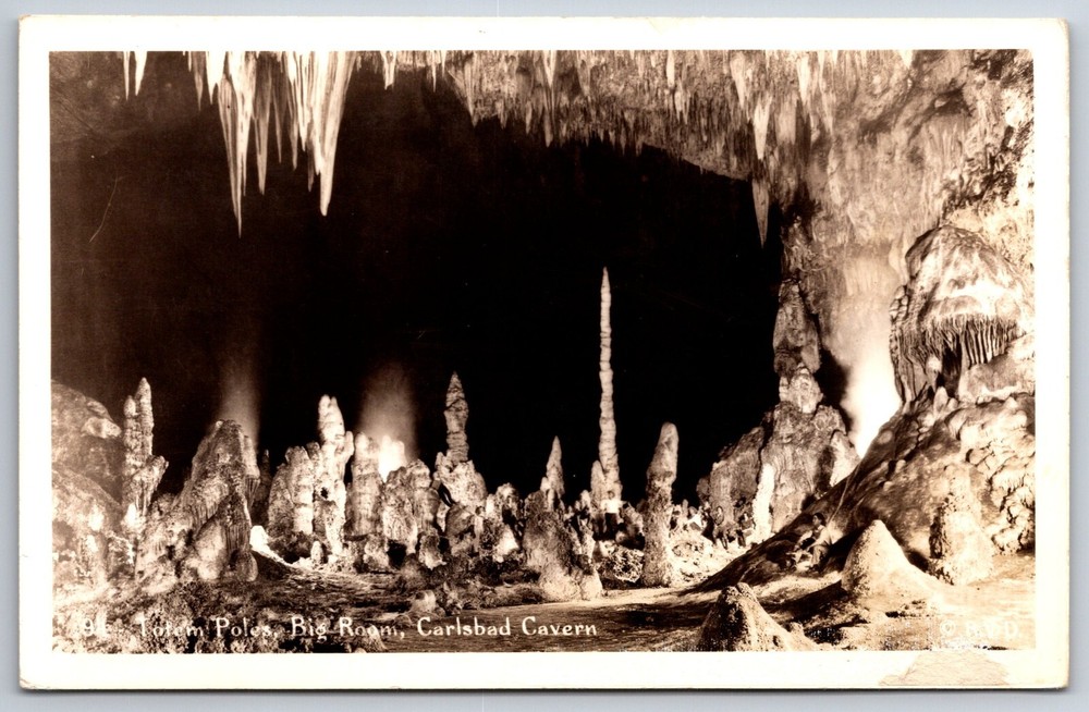 RPPC~New Mexico~Totem Poles In Big Room @ Carlsbad Cavern~Real Photo Postcard