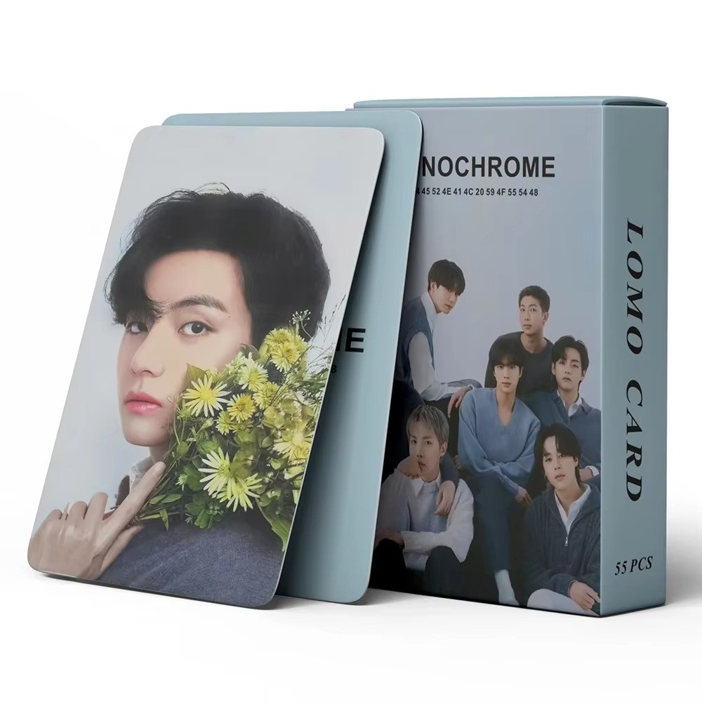 55PCS BTS Monochrome Pop-Up Photocards – Lomo Photo Cards for Fans Collection