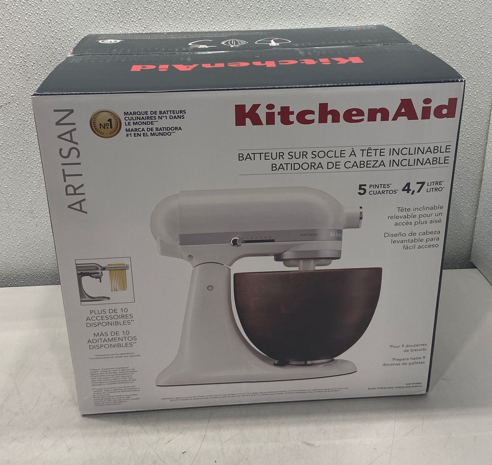 Kitchen Aid 5qt Stand Mixer With Walnut Wood Bowl-KSM156WBPL