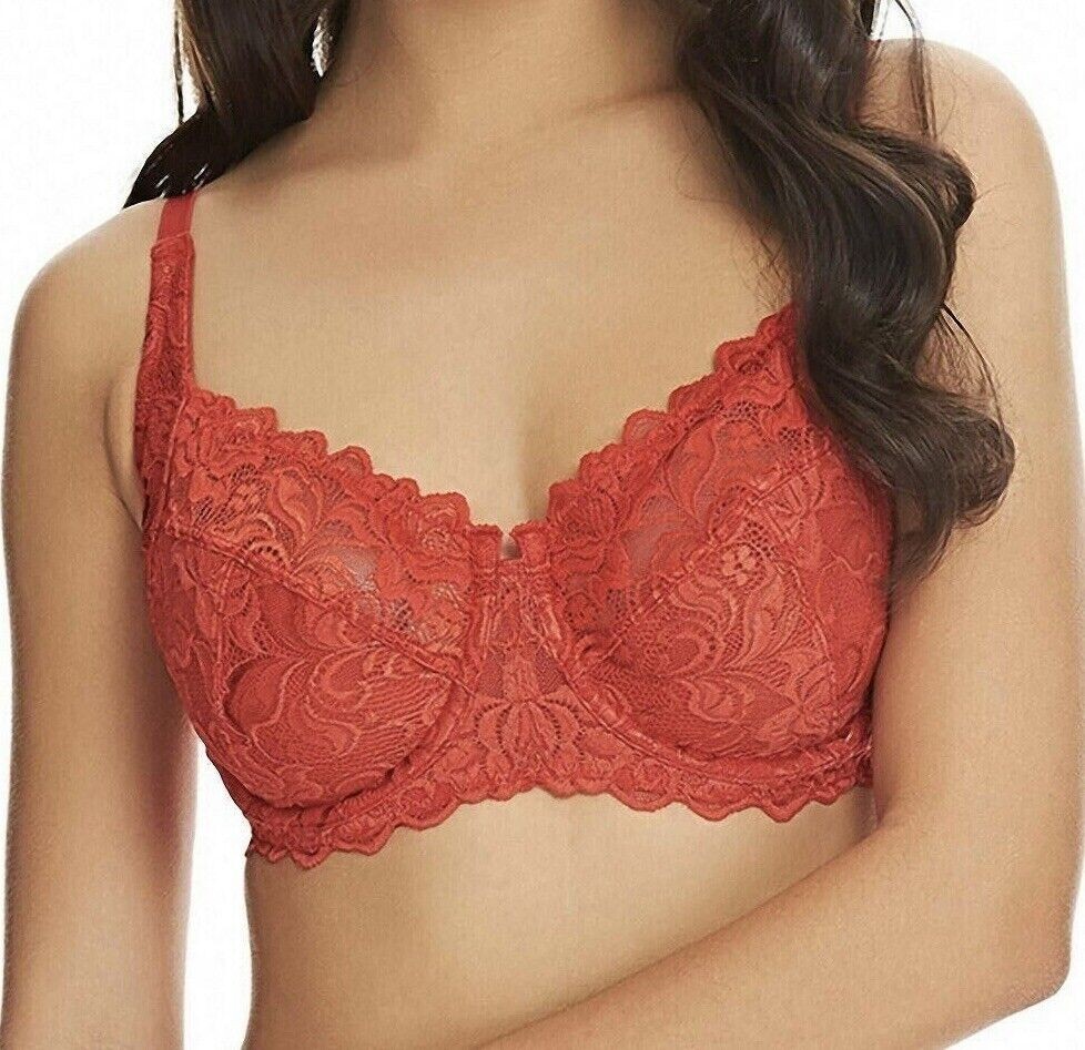 Wacoal Eglantine Bra Paprika Red Lace 32C Underwired Full Cup Balcony BFA662