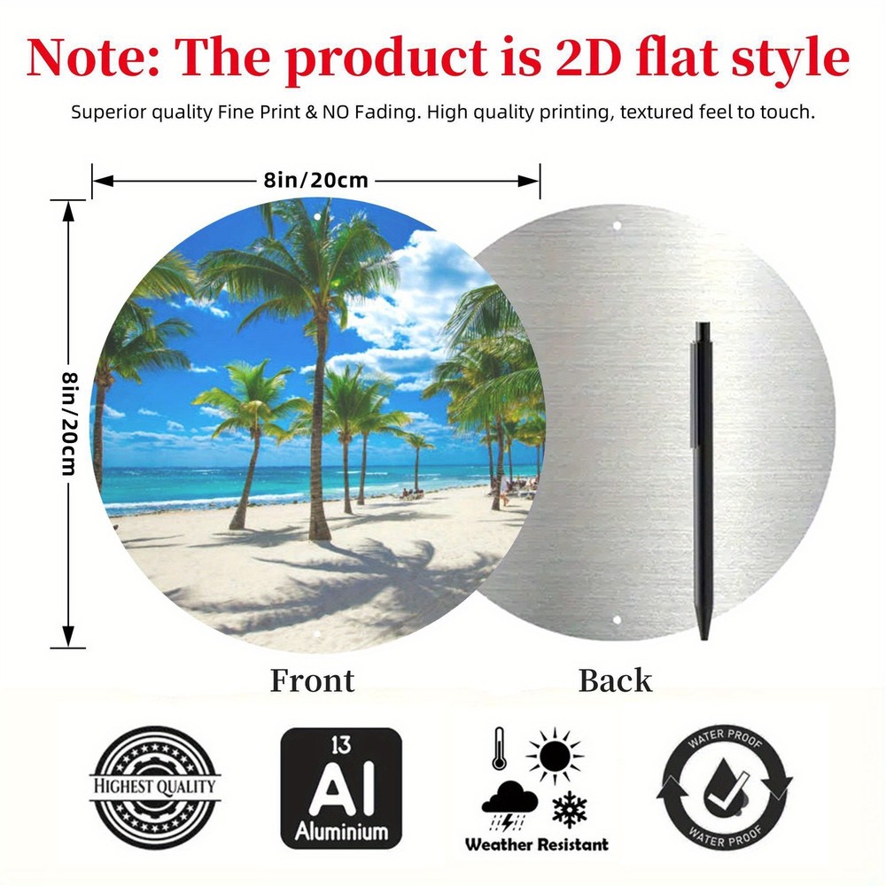 Palm Tree Sunshine Round Art - Tropical Restaurant/Bar Decor