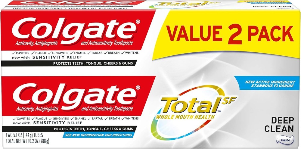 Colgate Total Toothpaste, Deep Clean, 5.1 ounce, 2 Count