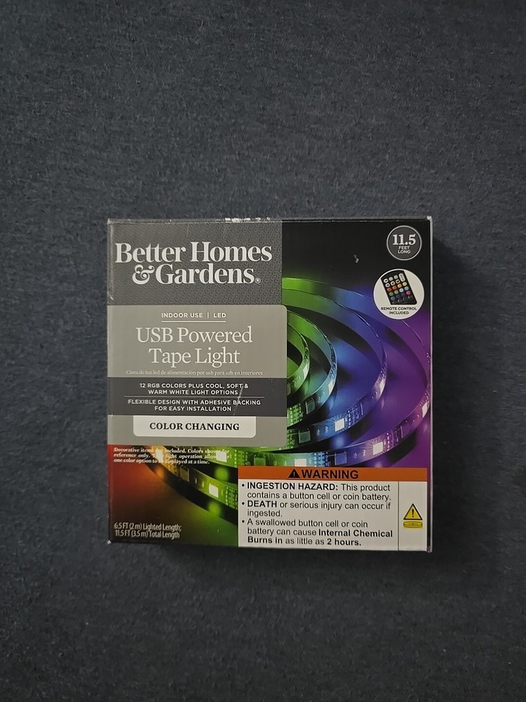 Better Homes & Gardens brand USB-powered color-changing LED tape light
