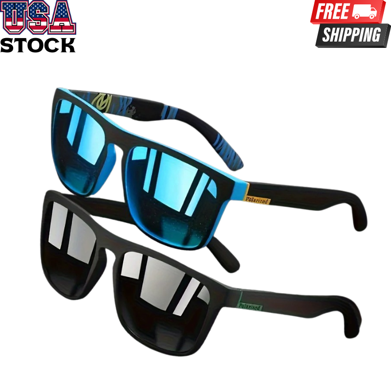 2pcs Square Polarized Sunglasses Anti-Glare Perfect for Summer Travel & Drive
