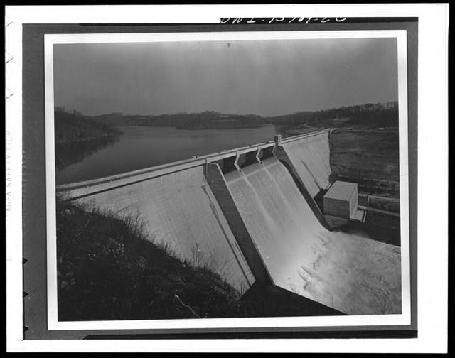 Photo:1940s Dam Spillway Reservoir River Hydroelectric Dam