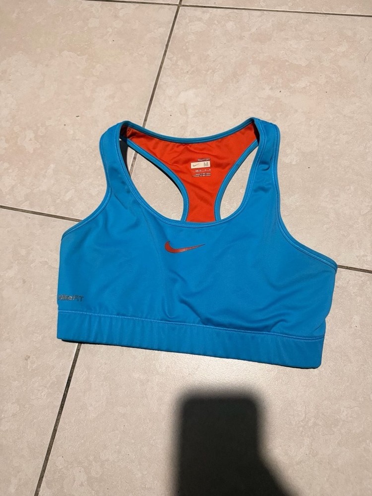 Nike FIT DRY Racerback Sports Bra Blue Orange Size M
