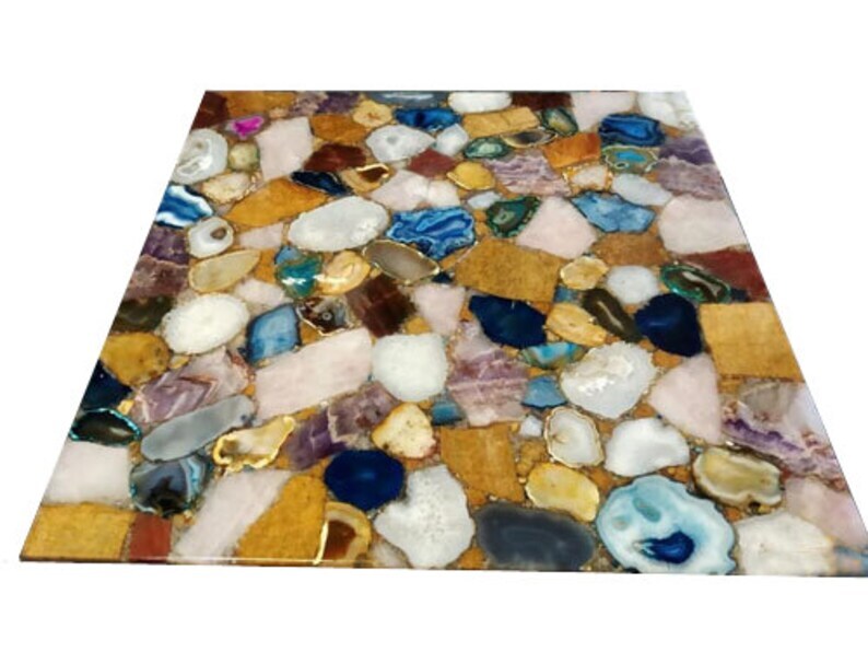 Agate Stone Top Coffee & Dining Table with Kitchen Slab Design
