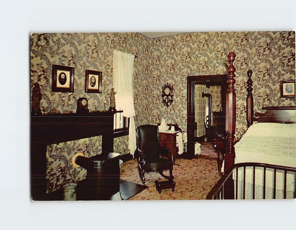 Postcard Lincoln's Bedroom Abraham Lincoln's Home Springfield Illinois USA