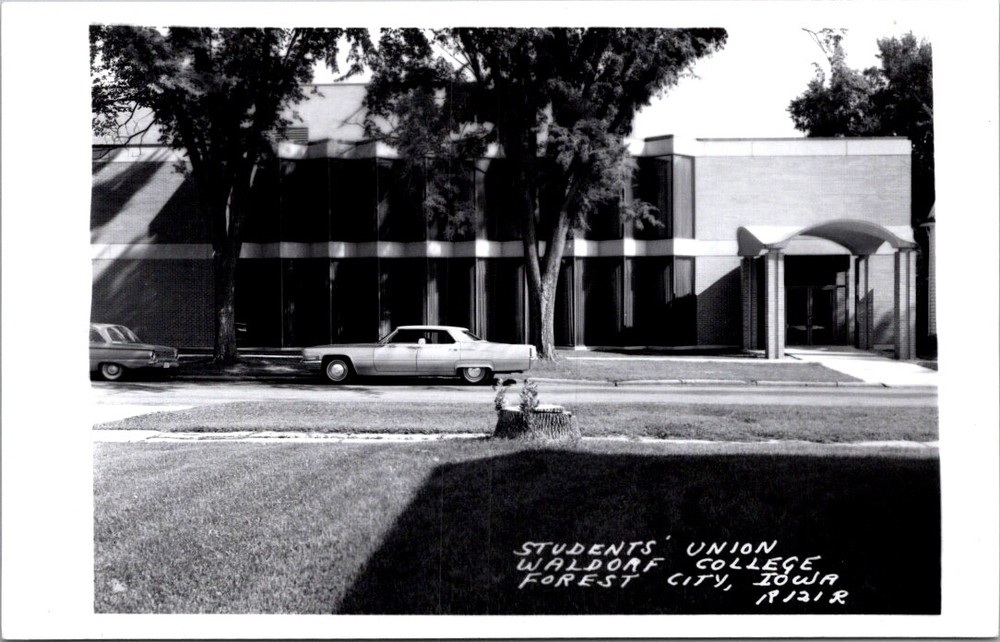 Real Photo Postcard Student Union at Waldorf College in Forest City, Iowa