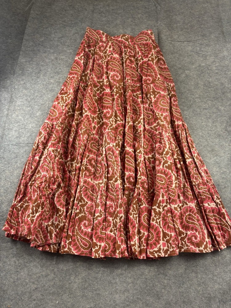 Cleobella Jacinta Maxi Skirt Pink Pockets Paisley Women’s XS Boho Artsy Coastal
