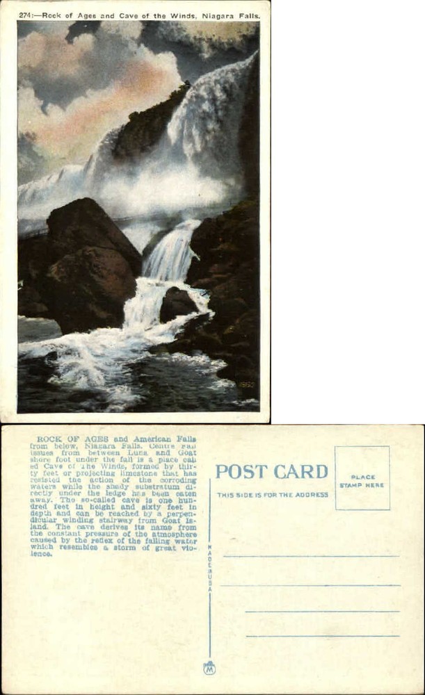 Rock of Ages and Cave of the Winds Niagara Falls New York NY waterfall 1920s