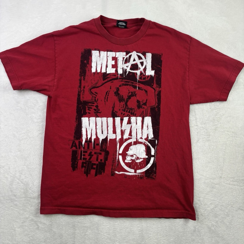 Y2K Metal Mulisha Anti Red Short Sleeve Graphic Shirt Men's Medium