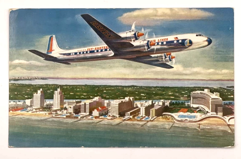 Eastern Air Lines Golden Falcon DC-7B Postcard