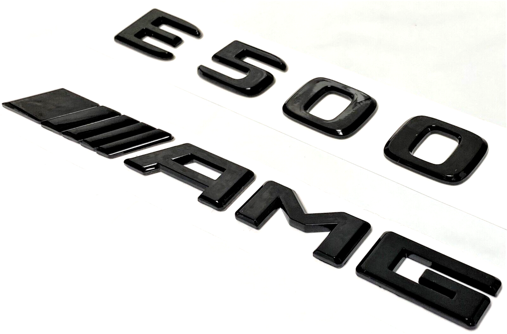 BLACK E500 + AMG FOR MERCEDES REAR TRUNK EMBLEM BADGE NAMEPLATE DECAL NUMBERS