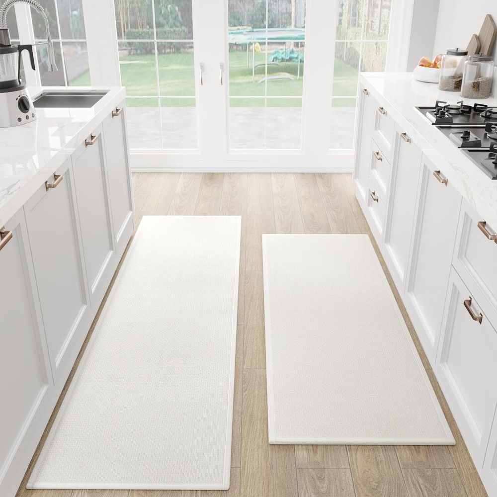 Kitchen Mat Set of 2 Non-Slip Cushioned Rugs for Floor with Absorbent Design