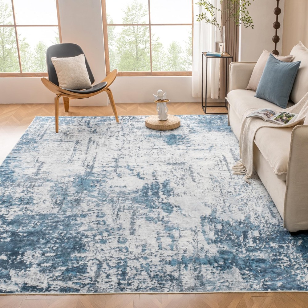 Abstract 6x9 Stain-Resistant Washable Rug for Living Room-image